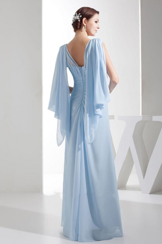 Sheath/Column Long Blue Chiffon Bridesmaid Dresses/Wedding Party Dresses BD010483