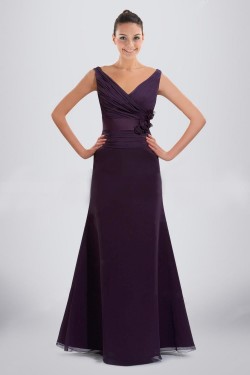 A-Line V-Neck Floor-Length Purple Chiffon Bridesmaid Dresses/Wedding Party Dresses BD010485