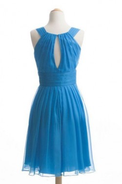 A-Line Short Blue Chiffon Bridesmaid Dresses/Wedding Party Dresses BD010488
