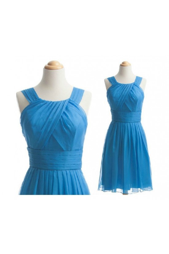 A-Line Short Blue Chiffon Bridesmaid Dresses/Wedding Party Dresses BD010488