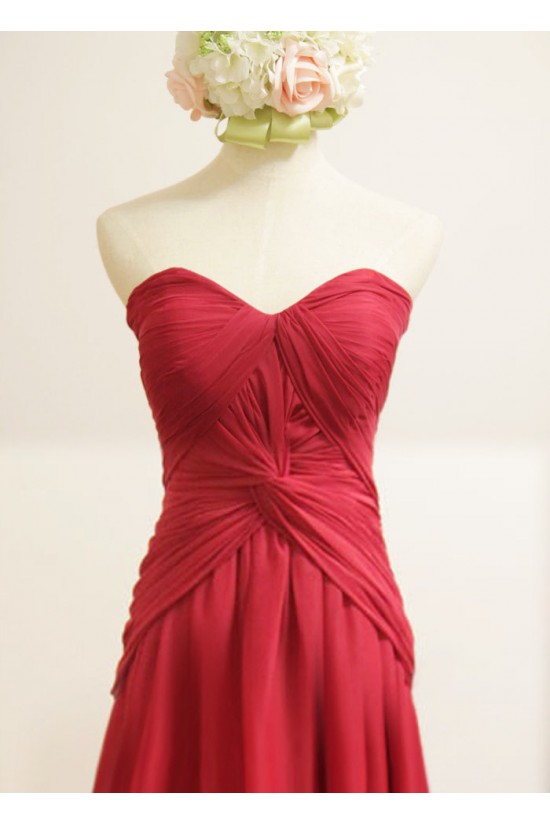 A-Line Sweetheart Long Red Chiffon Bridesmaid Dresses/Wedding Party Dresses BD010489
