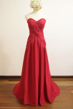 A-Line Sweetheart Long Red Chiffon Bridesmaid Dresses/Wedding Party Dresses BD010489