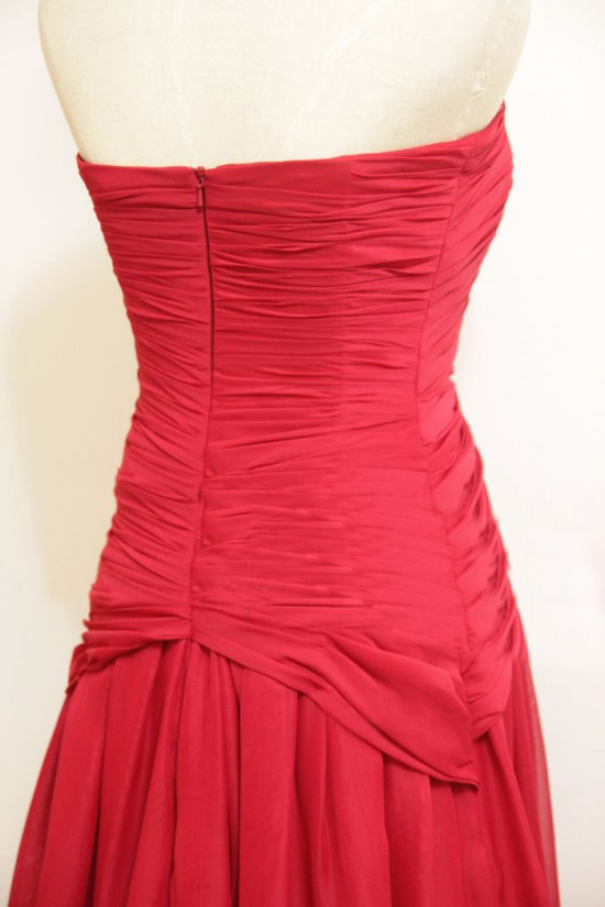 A-Line Sweetheart Long Red Chiffon Bridesmaid Dresses/Wedding Party Dresses BD010489