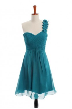A-Line One-Shoulder Short Chiffon Bridesmaid Dresses/Wedding Party Dresses BD010491
