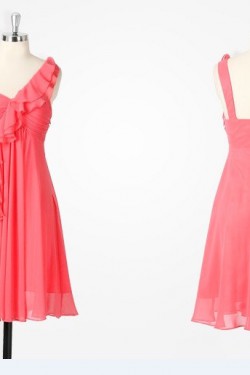 A-Line One-Shoulder Short Chiffon Bridesmaid Dresses/Wedding Party Dresses BD010492