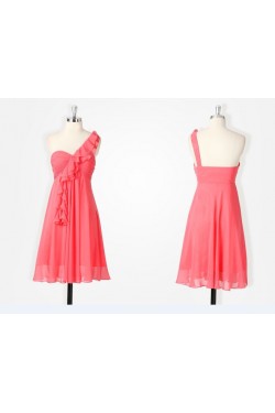 A-Line One-Shoulder Short Chiffon Bridesmaid Dresses/Wedding Party Dresses BD010492