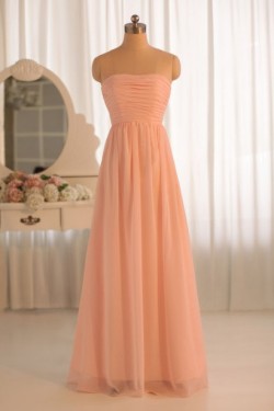 A-Line Strapless Floor-Length Chiffon Bridesmaid Dresses/Wedding Party Dresses BD010495