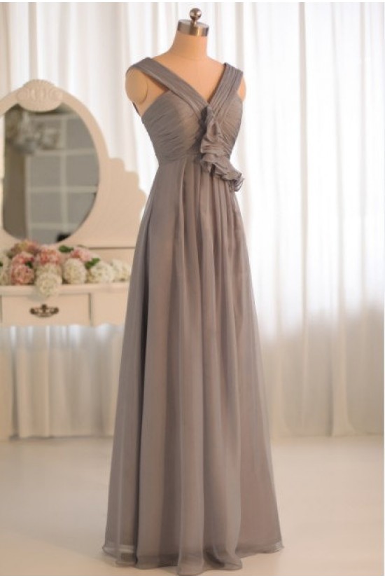 A-Line Grey Chiffon Floor-Length Bridesmaid Dresses/Wedding Party Dresses BD010500 A-Line Grey Chiffon Floor-Length Bridesmaid Dresses/Wedding Party Dresses BD010500