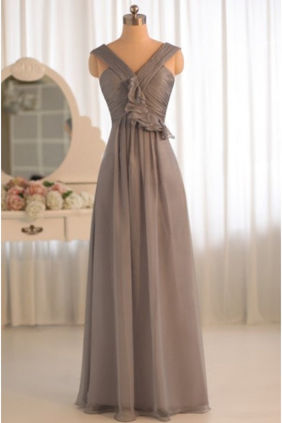 A-Line Grey Chiffon Floor-Length Bridesmaid Dresses/Wedding Party Dresses BD010500 A-Line Grey Chiffon Floor-Length Bridesmaid Dresses/Wedding Party Dresses BD010500