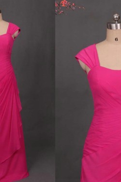 A-Line Long Pink Chiffon Bridesmaid Dresses/Evening Dresses BD010501