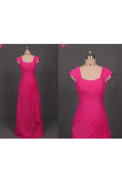 A-Line Long Pink Chiffon Bridesmaid Dresses/Evening Dresses BD010501