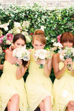 A-Line Sweetheart Short Yellow Chiffon Bridesmaid Dresses/Evening Dresses BD010504