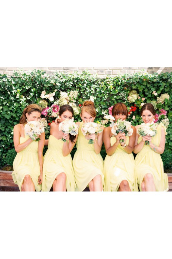 A-Line Sweetheart Short Yellow Chiffon Bridesmaid Dresses/Evening Dresses BD010504