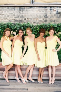A-Line Sweetheart Short Yellow Chiffon Bridesmaid Dresses/Evening Dresses BD010504