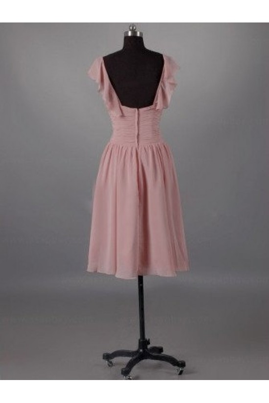 A-Line Short Pink Chiffon Bridesmaid Dresses/Evening Dresses BD010508