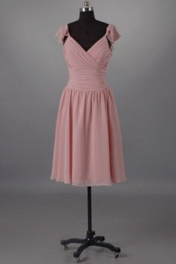 A-Line Short Pink Chiffon Bridesmaid Dresses/Evening Dresses BD010508