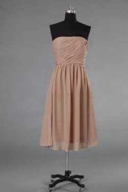 A-Line Strapless Short Chiffon Bridesmaid Dresses/Evening Dresses BD010509
