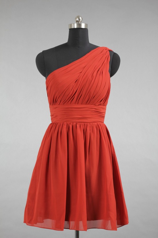 A-Line One-Shoulder Short Chiffon Bridesmaid Dresses/Evening Dresses BD010510 A-Line One-Shoulder Short Chiffon Bridesmaid Dresses/Evening Dresses BD010510