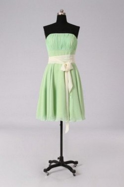 A-Line Strapless Green Short Chiffon Bridesmaid Dresses/Evening Dresses BD010513