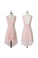 High Low V-Neck Short Pink Chiffon Bridesmaid Dresses/Evening Dresses BD010516