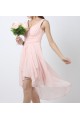 High Low V-Neck Short Pink Chiffon Bridesmaid Dresses/Evening Dresses BD010516