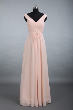 A-Line V-Neck Long Chiffon Bridesmaid Dresses/Evening Dresses BD010520