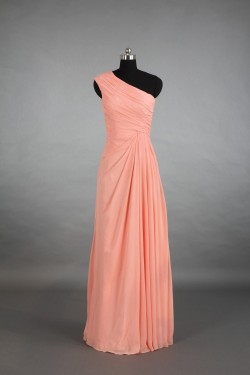 A-Line One-Shoulder Long Chiffon Bridesmaid Dresses/Evening Dresses BD010527
