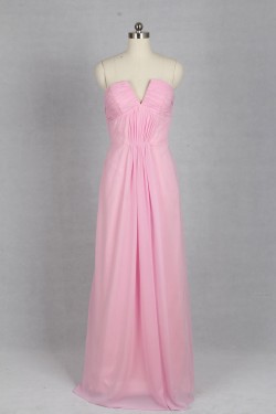 A-Line Long Pink Chiffon Bridesmaid Dresses/Evening Dresses BD010531