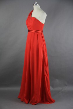 A-Line One-Shoulder Long Chiffon Bridesmaid Dresses/Evening Dresses BD010533