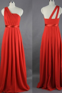 A-Line One-Shoulder Long Chiffon Bridesmaid Dresses/Evening Dresses BD010533