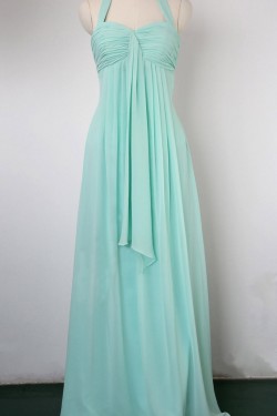 Empire Halter Long Blue Chiffon Bridesmaid Dresses/Evening Dresses/Maternity Dresses BD010534