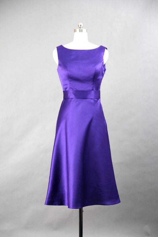 A-Line Short Satin Bridesmaid Dresses/Evening Dresses BD010535