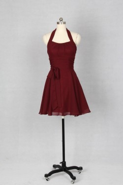 A-Line Halter Short Chiffon Bridesmaid Dresses/Evening Dresses BD010536