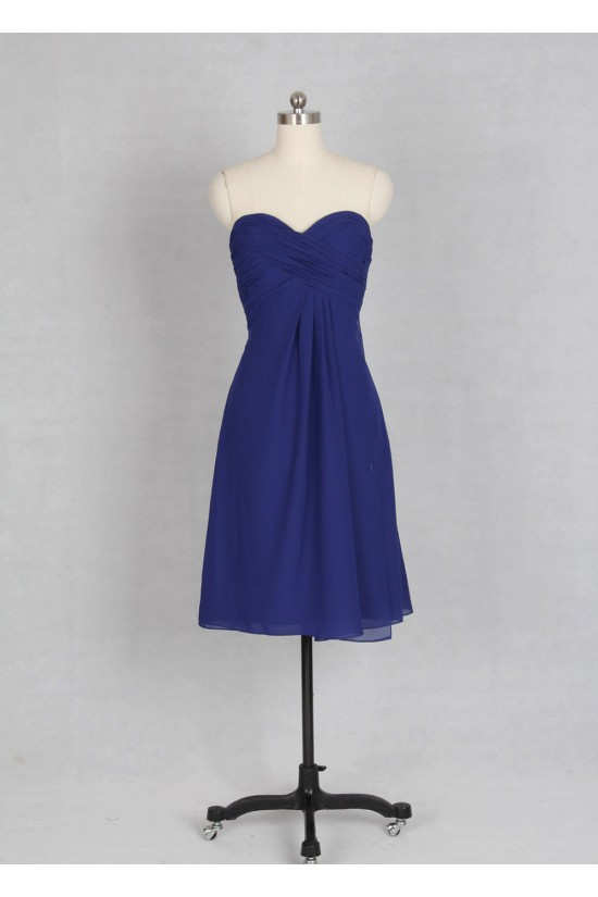Empire Sweetheart Short Blue Chiffon Bridesmaid Dresses/Evening Dresses BD010537