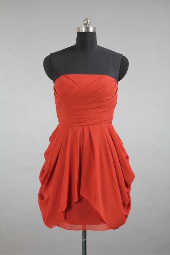 A-Line Strapless Short Chiffon Bridesmaid Dresses/Evening Dresses BD010539 A-Line Strapless Short Chiffon Bridesmaid Dresses/Evening Dresses BD010539