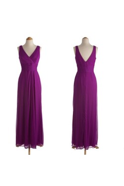 A-Line V-Neck Long Purple Chiffon Bridesmaid Dresses/Evening Dresses BD010540