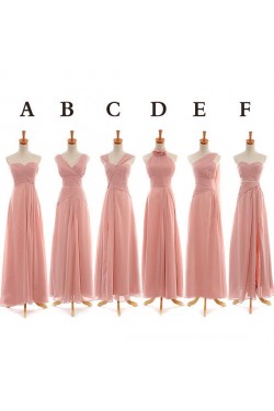 A-Line Long Pink Chiffon Bridesmaid Dresses/Evening Dresses BD010542