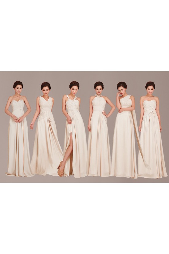 A-Line Long Pink Chiffon Bridesmaid Dresses/Evening Dresses BD010542