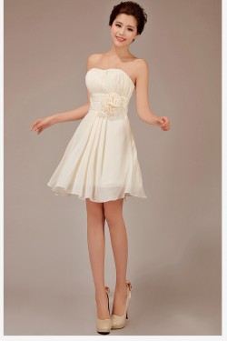 A-Line Strapless Short Chiffon Bridesmaid Dresses/Evening Dresses BD010545