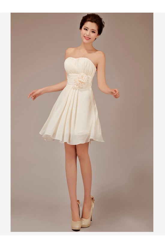 A-Line Strapless Short Chiffon Bridesmaid Dresses/Evening Dresses BD010545