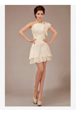 A-Line One-Shoulder Short Chiffon Bridesmaid Dresses/Evening Dresses BD010546