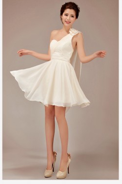 A-Line One-Shoulder Short Chiffon Bridesmaid Dresses/Evening Dresses BD010548
