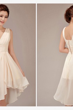 High Low V-Neck Short Chiffon Bridesmaid Dresses/Evening Dresses BD010549