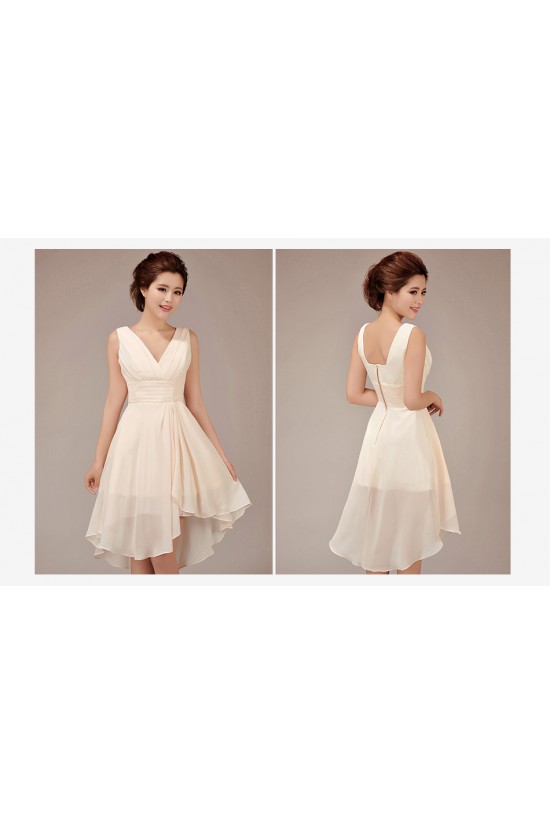 High Low V-Neck Short Chiffon Bridesmaid Dresses/Evening Dresses BD010549