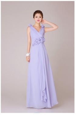 A-Line V-Neck Long Chiffon Bridesmaid Dresses/Evening Dresses BD010551