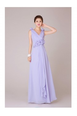 A-Line V-Neck Long Chiffon Bridesmaid Dresses/Evening Dresses BD010551