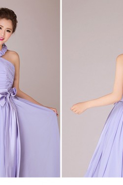 A-Line Halter Long Chiffon Bridesmaid Dresses/Evening Dresses BD010552