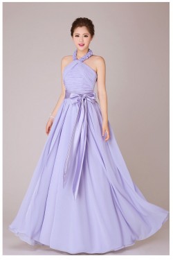 A-Line Halter Long Chiffon Bridesmaid Dresses/Evening Dresses BD010552