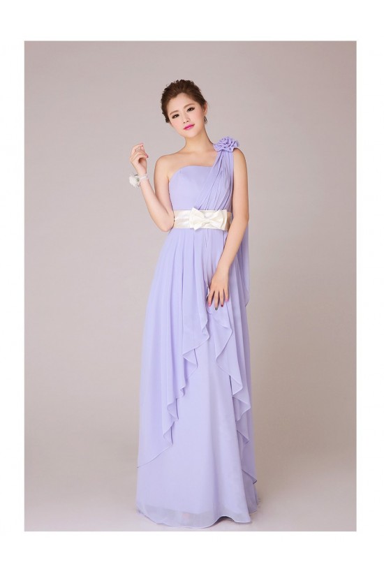 A-Line One-Shoulder Long Chiffon Bridesmaid Dresses/Evening Dresses BD010553