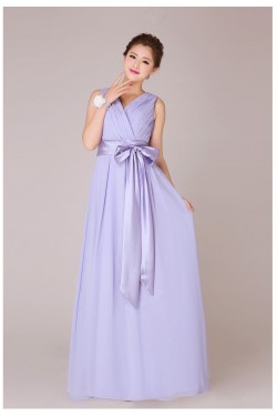 A-Line V-Neck Long Chiffon Bridesmaid Dresses/Evening Dresses BD010554